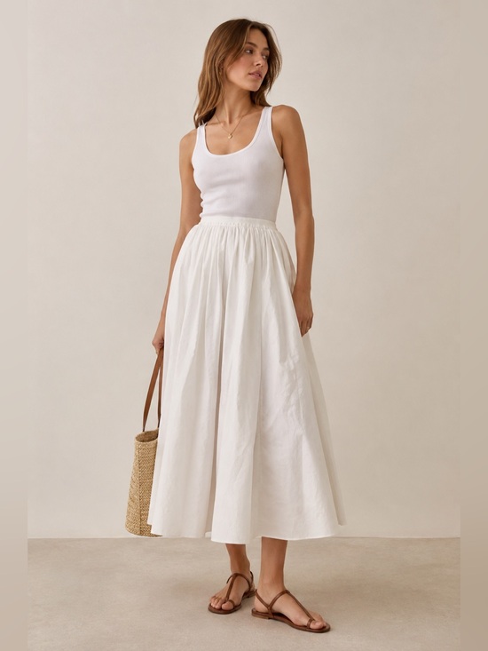 Reformation Dresses & Skirts - Reformation White Cotton Poplin Midi Skirt  8